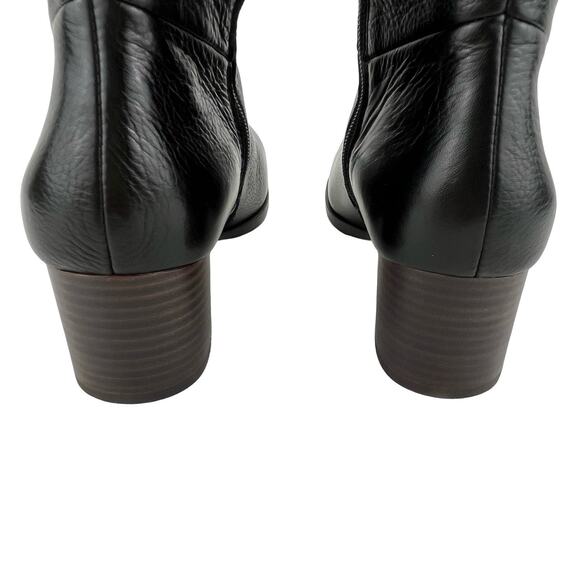 Johnston & Murphy Black Leather Knee-High Boots – Sleek Toe, V-Cut, Size 7M - Picture 5 of 13